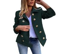 Boucle Blazer Women's Short - Women's Short Blazer, Stand-Up Collar, Short Blazer, Double Breasted, Slim Fit, Lapel Suits, Boucle Blazer, Short Jacket, Transition Jacket, Military Coat Blazer, Women's