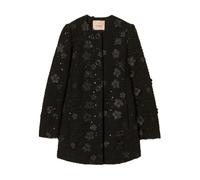 Bou oat with Flowers and Sequins - female - Twinset - Single-Breasted Coats - Black - 2XL - Coats 2XL