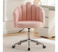 Boucle Desk Vani Chair with Wheels 360° Swivel Thick Padded Adjuble Height Makeup Accent Chair for Bedroom Office Living Room Ideal for Women and Girls