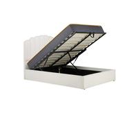 Boucle Double Ottoman Bed Frame White Birlea Monaco Storage Bed 4FT5 135cm