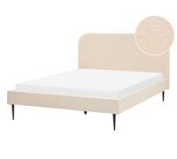 Bed Boucle FLAYAT 140 x 200 cm (EU Double) Light Beige