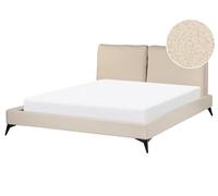 Bed Boucle MELLE 160 x 200 cm (EU King Size) Beige