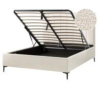 Beliani Ottoman Bed Sezanne Boucle Off-White 160 X 200 Cm (Eu King Size)
