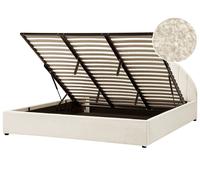 Beliani Ottoman Bed Chadenet Boucle Off-White 180 X 200 Cm (Eu Super King)