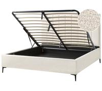 Boucle EU Super King Size Ottoman Bed Off-White SEZANNE
