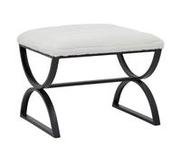 Boucle Fabric Ribbed Footstool - White