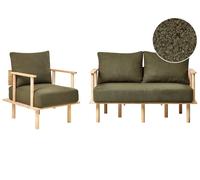 Boucle Living Room Set Dark Green ASKER