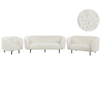 Beliani Living Room Set 6 Seater Loen Boucle White
