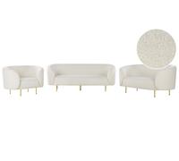 Living Room Set 6 Seater LOEN Boucle White