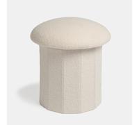 Boucle Ottoman Round Toadstool Storage Box OHS Soft White One Size