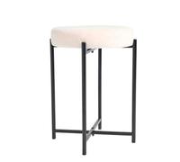 Boucle Round Stool Upholstered Makeup Vanity Padded Seat