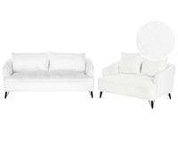 Living Room Set 5 Seater HOBRO Boucle White