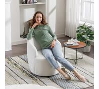 Boucle Swivel Cuddle Chair - Round Accent Tub Armchair with 360° Rotating Metal Base, Comfy Cozy Reading Chair for Living Room Bedroom