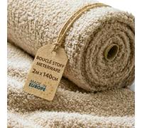 Bouclé Upholstery Fabric 2 m x 140 cm - Fabric by the Metre for Sofas, Fabric for Sofas, Fabric for Sofas Sold by the Metre, Ideal for Cushions, Oeko Tex Cover, Beige