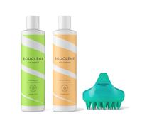 Bouclème Curl Cleanser No Foam, Based Co-Wash for Cleansing Hair + Curl Conditioner Reduces Tangling - 97% Naturally Derived Ingredients + Scalp Massager Shampoo Brush for Curls