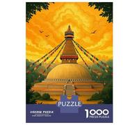 Boudhanath Stupa in Kathmandu 1000 Piece Jigsaw Puzzle, Historic Square Architecture, Premium Paper Puzzle, Decorative Artwork for Travel Lovers, Paper Board, 38x26cm/1000pcs