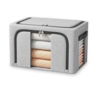 BOUDOI Foldable Storage Box, Clothes Storage Boxes With Double Opening Zip And Clear Window, Sided Zip Top Lid, With Reinforced Handle for Storing Bedding, Blankets