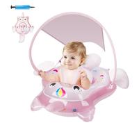 Bouée de Natation Pour bébé Avec auvent Solaire UPF50+, flotteur Pour bébé Parner, aide à la Natation Pour Enfants de 3 à 36 Mois, Rose (L)