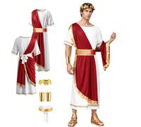 BOUFEIDA Roman Costume Gr ostume Men with Roman Toga, Osmanthus Headband, Bracelet, Shoulder Strap, Fancy Dress Costumes Men, Costume for Adults Carnival Halloween