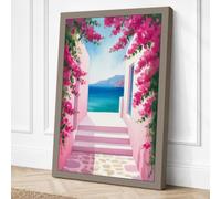 Bougainvillea Passage Coastal Canvas Wall Art Print 18x12 Inch