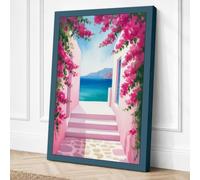Bougainvillea Passage Coastal Canvas Wall Art Print 36x24 Inch