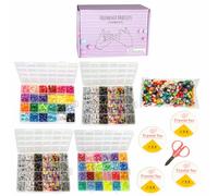 Bougee Hippie Pony Beads Crafting Kit, 3024pcs, 48 Assorted Colors, 2 Sets of Pony Beads/Letter Beads. Perfect for Bracelet Making, Hair Beads, Kandi Pony Beads, Personalize, Create, Inspire!