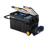 BougeRV CRD2 V2.0 40L Car Fridge and 240Wh Battery, Dual Zone 12V Compressor Freezer, Portable Refrigerator with Wheels & Aluminum Handle, 35dB, IPX4, APP Control for Camping RV -20℃~20℃ (2026 New)