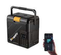 BougeRV CRH20 20L Car Fridge, Portable 12V Compressor Refrigerator with Rubber-Wrapped Handle, IPX4, App Control, 35dB, -20℃ to 20℃, 12/24V DC 230V AC for Campervan Road Trips Truck Camping (2026 New)