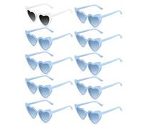 Bouiexye 1 Pack White 9 Pack Dusty Blue Heart Shaped Sunglasses Bachelorette Vintage Heart Glasses for Women Wedding Bridal Party Decorations
