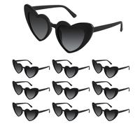 Bouiexye 10 Pack Black Heart Sunglasses Bachelorette Vintage Heart Shaped Glasses for Wedding Bridesmaid Party Favor Accessories