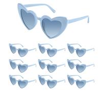 Bouiexye 10 Pack Blue Heart Sunglasses Bachelorette Vintage Heart Shaped Glasses for Wedding Bridesmaid Party Favor Accessories
