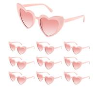 Bouiexye 10 Pack Pink Heart Sunglasses Bachelorette Vintage Heart Shaped Glasses for Wedding Bridesmaid Party Favor Accessories