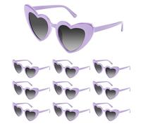 Bouiexye 10 Pack Purple Heart Sunglasses Bachelorette Vintage Heart Shaped Glasses for Wedding Bridesmaid Party Favor Accessories