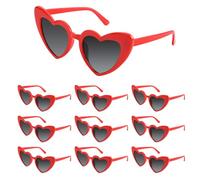 Bouiexye 10 Pack Red Heart Sunglasses Bachelorette Vintage Heart Shaped Glasses for Wedding Bridesmaid Party Favor Accessories