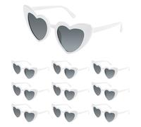 Bouiexye 10 Pack White Heart Sunglasses Bachelorette Vintage Heart Shaped Glasses for Wedding Bridesmaid Party Favor Accessories