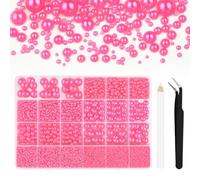 Bouiexye 13000 Pcs Peach Flatback Pearls 2/3/4/5/6/8/10mm Half Round Pearls for DIY Crafts Nail Art Shoes Mobile Phone Cases Etc