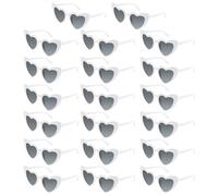 Bouiexye 20 Pack White Heart Sunglasses Bachelorette Vintage Heart Shaped Glasses for Wedding Bridesmaid Party Favor Accessories