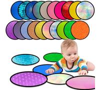 Bouiexye 20 Sets Round Sensory Mats for Autistic Children Textured Sensory Tiles Sensory Toys Babies and Toddlers with Sensory Issues Tactile Sensory Walls Fidgeting Educational Activity