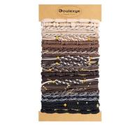 Bouiexye 26 Pcs Boho Hair Ties No Damage Elastic Ponytail Bracelet Hair Ties for Women Girls Thin Thick Hair (Black Beige White Coffee)