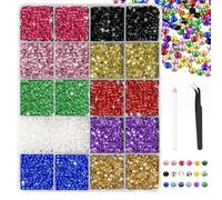 Bouiexye 28000 Pcs Rainbow Colors Resin Rhinestones 3mm Bedazzling Crystal Flatback Rhinestones with Tweezers for DIY Crafts Shoes Clothing Glasses Nail Art