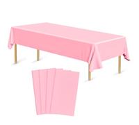 Bouiexye 4 Pack Disposable Table Cloth Pink Plastic Tablecloth 54 x 108 Inch Rectangular Tablecloths for Indoor Outdoor Party Birthdays Weddings Christmas Anniversary Buffet Table