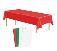 Bouiexye 4 Pack Disposable Table Cloth Red Dark Green White Plastic Tablecloth 54 x 108 Inch Rectangular Tablecloths for Indoor Outdoor Christmas Parties Birthdays Weddings Anniversary Buffet Table