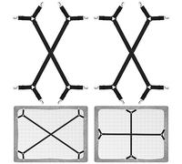 Bouiexye 4 Pieces Bed Sheet Holder Straps Adjustable Bed Sheet Fasteners Elastic Bands for Full Queen King Twin Bed- Black