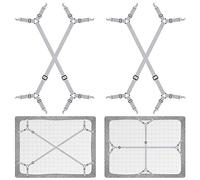 Bouiexye 4 Pieces Bed Sheet Holder Straps Adjustable Bed Sheet Fasteners Elastic Bands for Full Queen King Twin Bed- Grey