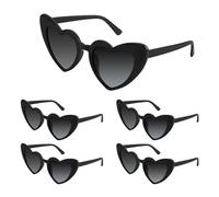 Bouiexye 5 Pack Black Heart Sunglasses Bachelorette Vintage Heart Shaped Glasses for Wedding Bridesmaid Party Favor Accessories