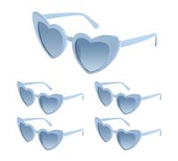 Bouiexye 5 Pack Blue Heart Sunglasses Bachelorette Vintage Heart Shaped Glasses for Wedding Bridesmaid Party Favor Accessories