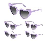 Bouiexye 5 Pack Purple Heart Sunglasses Bachelorette Vintage Heart Shaped Glasses for Wedding Bridesmaid Party Favor Accessories