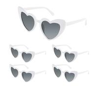 Bouiexye 5 Pack White Heart Sunglasses Bachelorette Vintage Heart Shaped Glasses for Wedding Bridesmaid Party Favor Accessories
