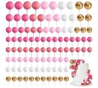 Bouiexye 75 Pieces Foam Balls for Cake Decoration, Birthday Party, Wedding Decoration (Pink Series, White, Gold)