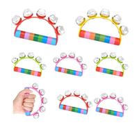 Bouiexye 8 Pcs Christmas Hand Bells for Kids Wooden Sleigh Bells with Red Handle for Classroom Christmas Party School Band Performance (Assorted Colors)